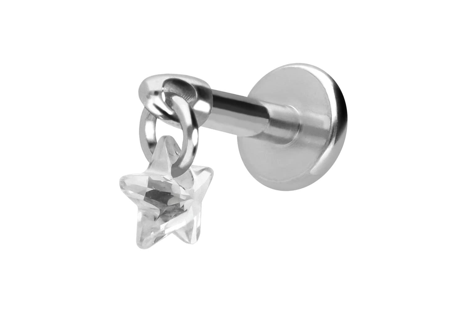 Titan Labret Piercing mit Innengewinde KRISTALLSTERN
